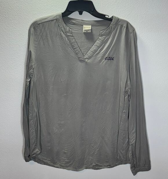 UG Apparel Tops - UG Apparel LSU The Lyne Gray Long Sleeve V-Neck Top Women’s Size M Casual Fit